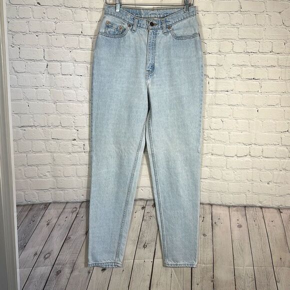 Vintage 90s Levis 512 Slim Taper High Waist Mom Blue Jeans Womens 11 Long Light - Picture 1 of 9